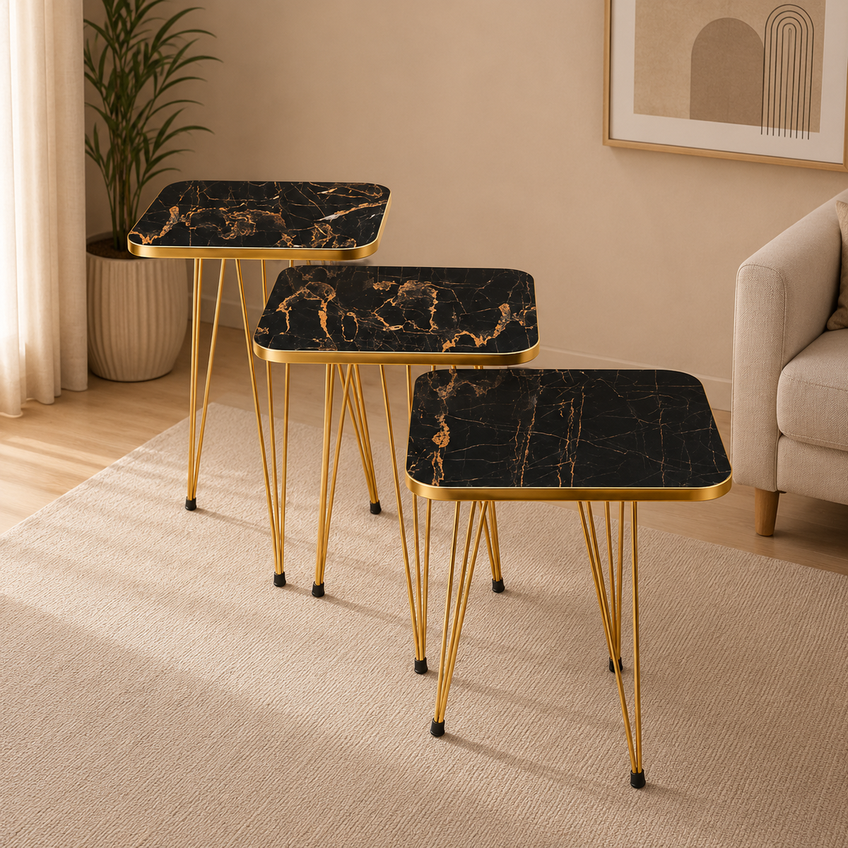 3-Piece Square Coffee & Nesting Table Bc-15701
