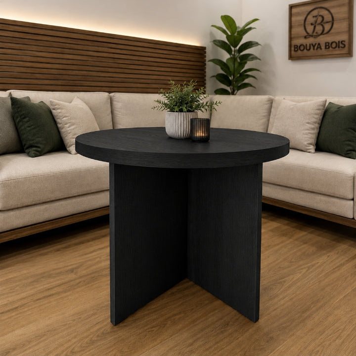 Modern Round Coffee Table – 18-Inch Walnut Finish
