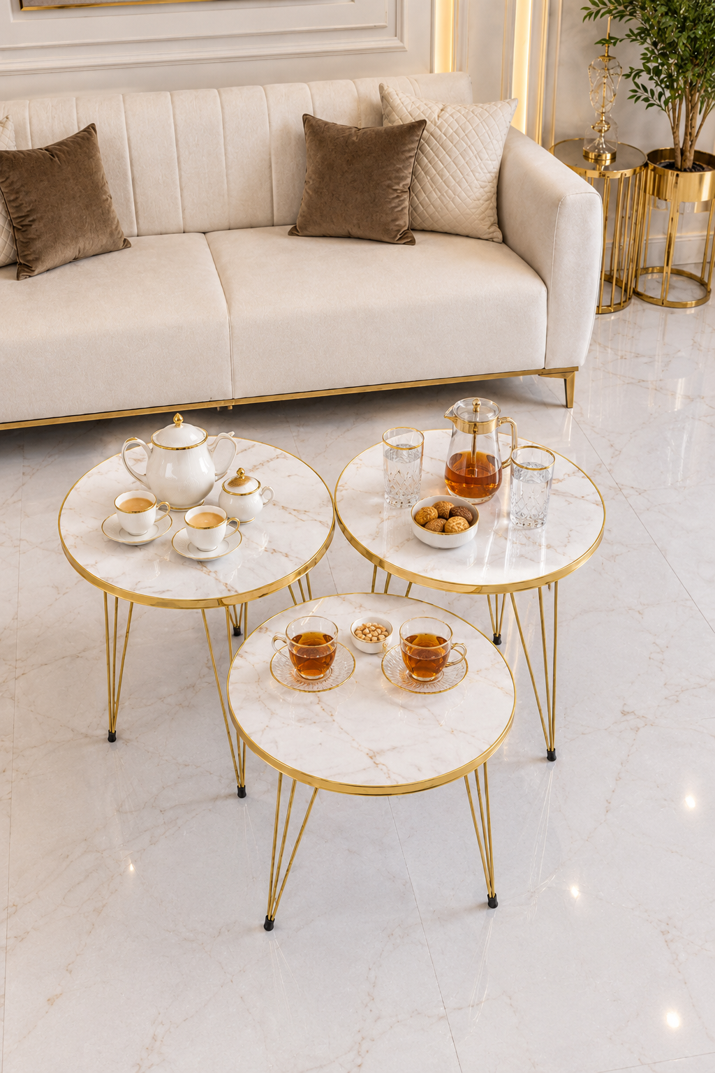 3-Piece Circular Nesting & Coffee Table (UV Sheet) Bc-15705