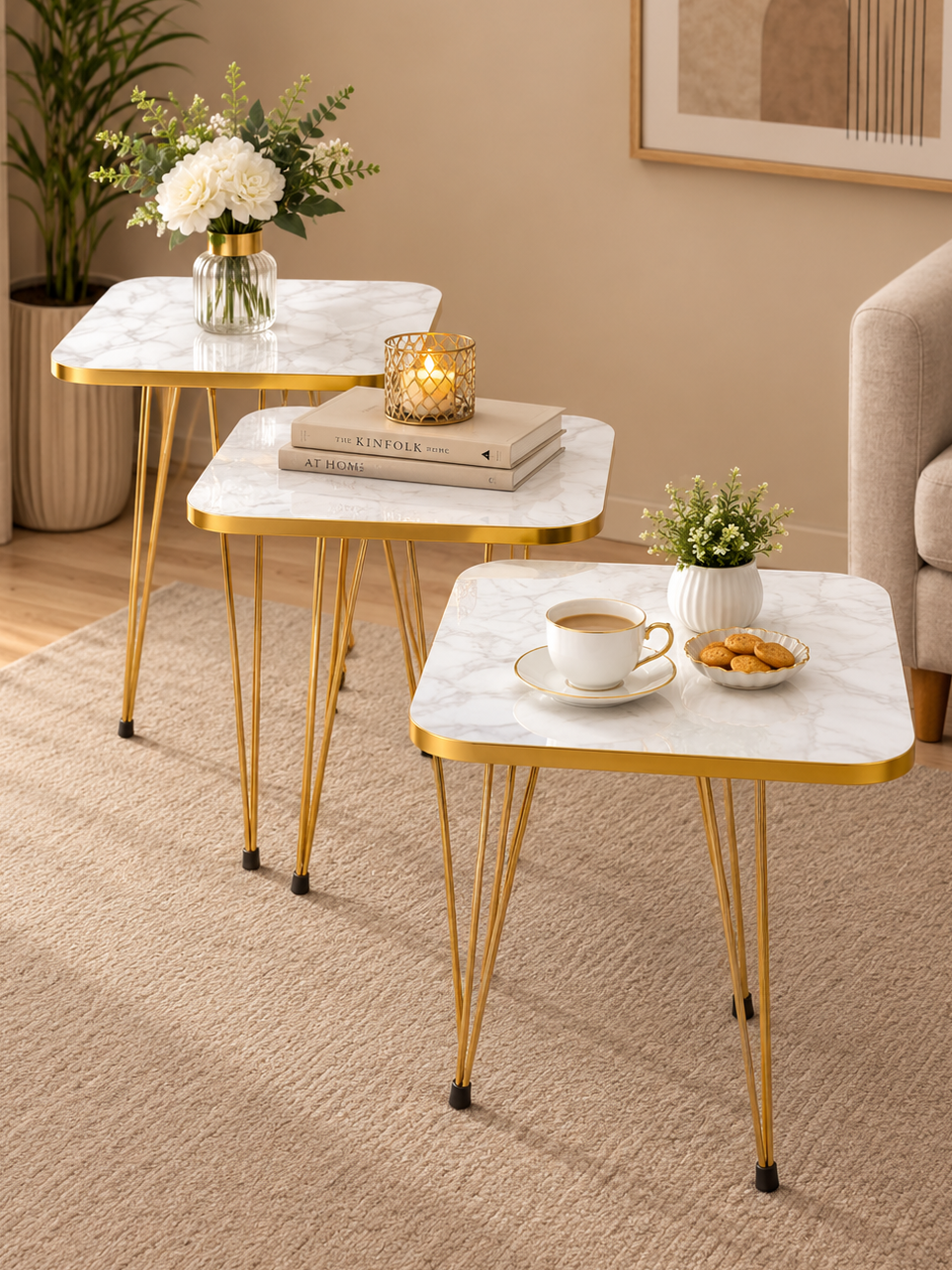 3-Piece Square Coffee & Nesting Table (UV Sheet) Bc-15703