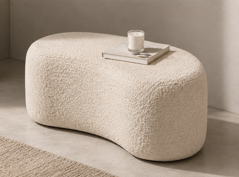 Wnzzy Luxury Soft Bouclé Upholstered Ottoman Bench Bc-15715