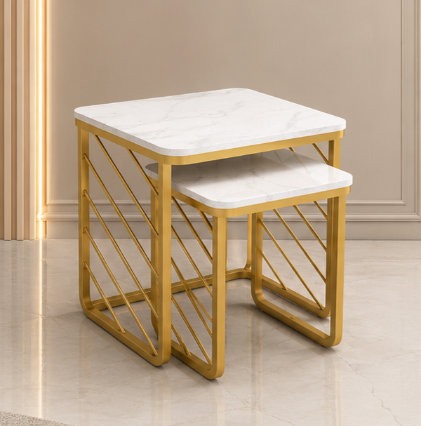 Striation Living Lounge Center Side Nesting Tables (Set of 2) Bc-15716