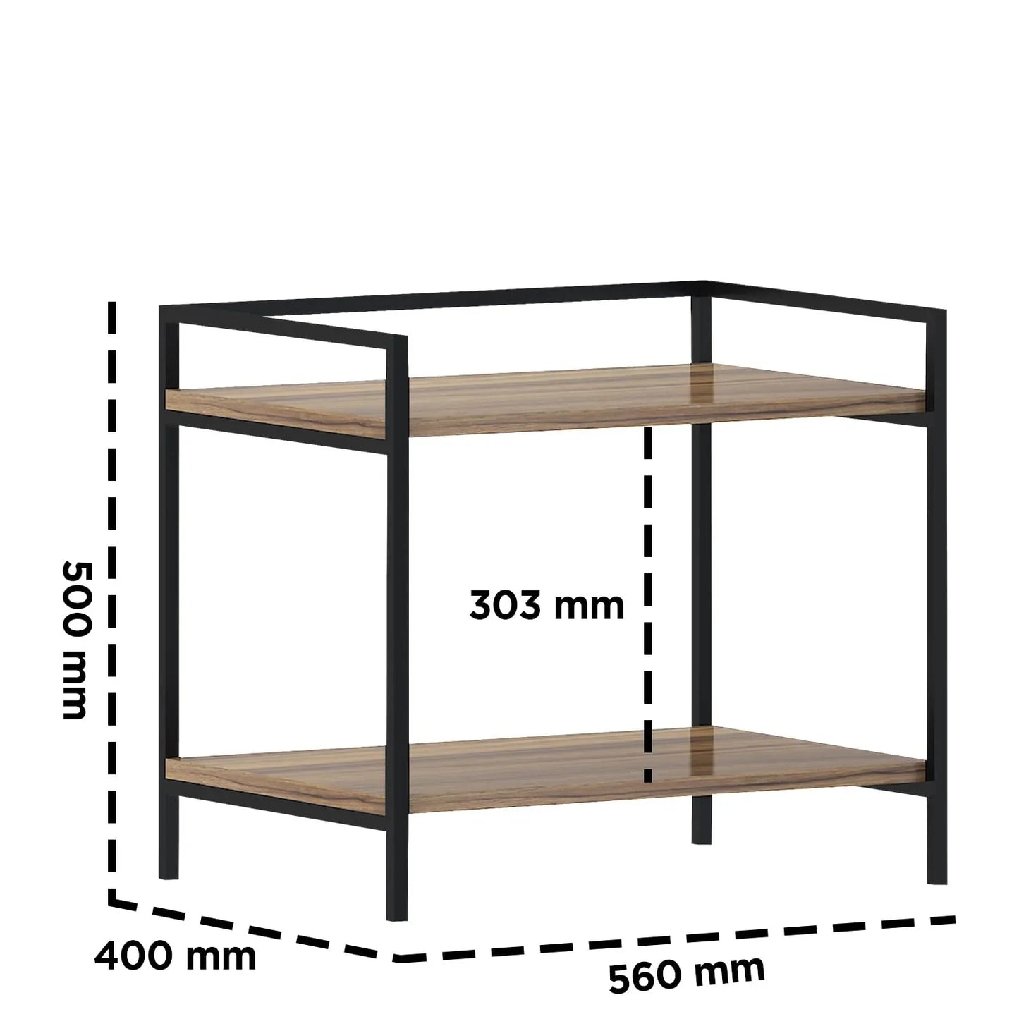 2-Tier Wood &amp; Metal Microwave Stand Kitchen Storage Shelf Bc-15713