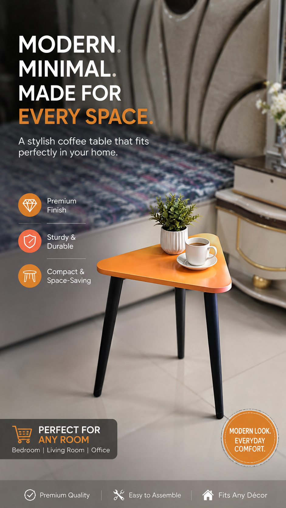 Triangular Wooden Nesting Coffee End Table
