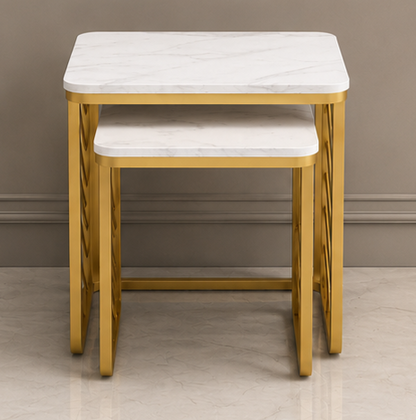 Striation Living Lounge Center Side Nesting Tables (Set of 2) Bc-15716