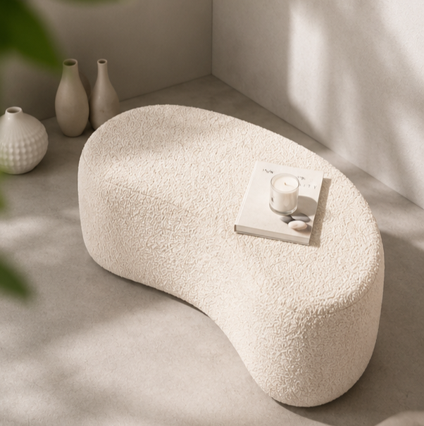Wnzzy Luxury Soft Bouclé Upholstered Ottoman Bench Bc-15715