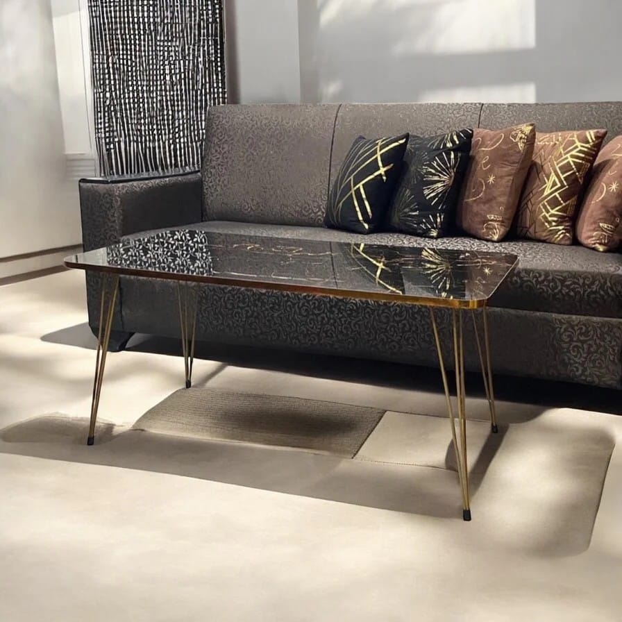 Modern Coffee Table black Marble design 42"/20"
