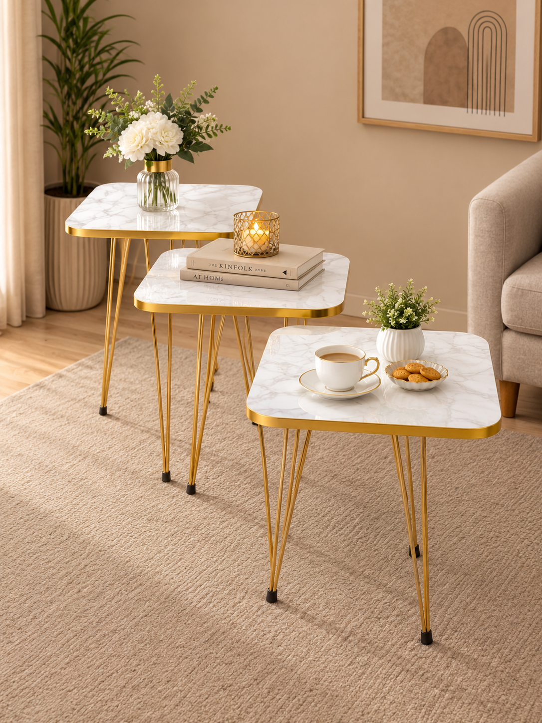 3-Piece Square Coffee & Nesting Table (UV Sheet) Bc-15703